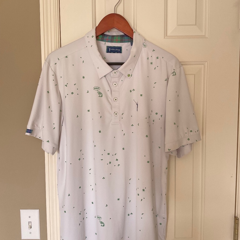 William Murray Golf Polo - L - White/Green